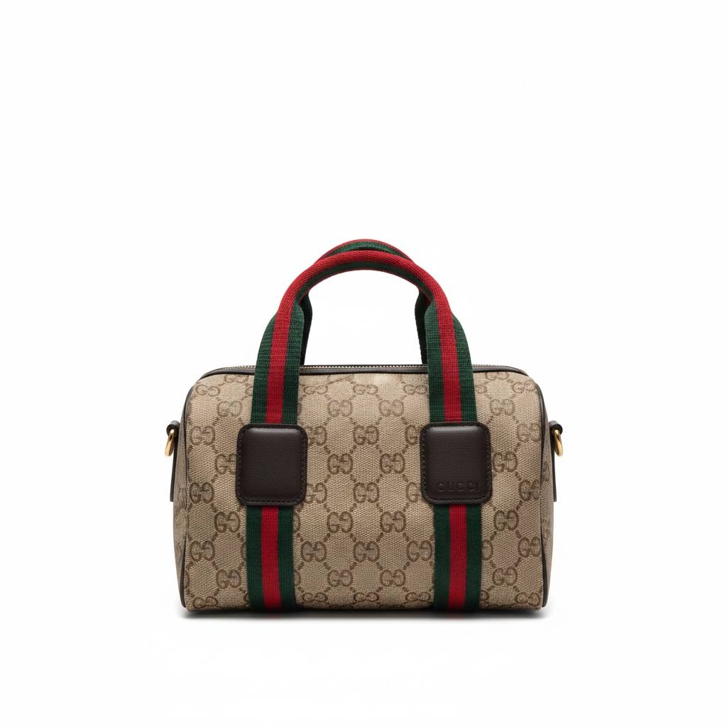 🔥 Gucci Monogram Boston Bag – GG Supreme Web Stripe Edition 🔥