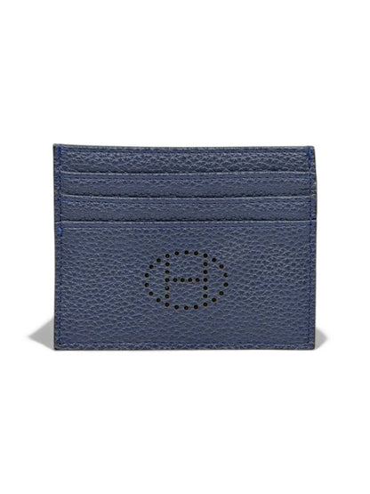 🔥 Hermès-Inspired Blue Leather Card Holder – Perforated H Edition 🔥