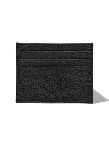 🔥 Hermès-Inspired Black Leather Card Holder – Perforated H Edition 🔥