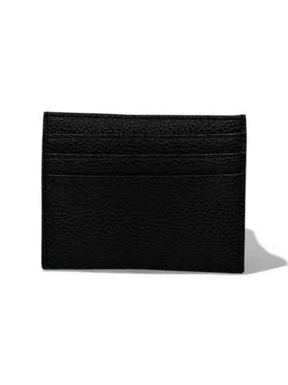 🔥 Hermès-Inspired Black Leather Card Holder – Perforated H Edition 🔥