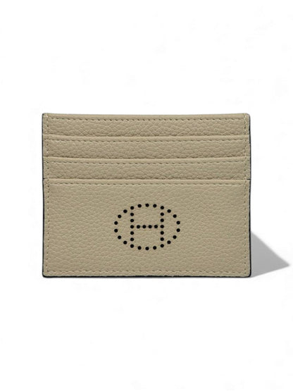 🔥 Hermès-Inspired Beige Leather Card Holder – Perforated H Edition 🔥