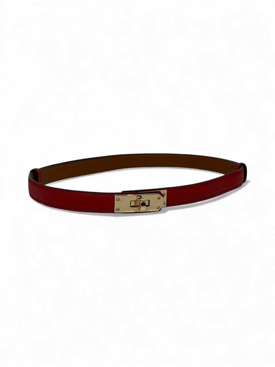 ✨ Hermès Kelly-Inspired Slim Leather Belt – Red (110cm) ✨