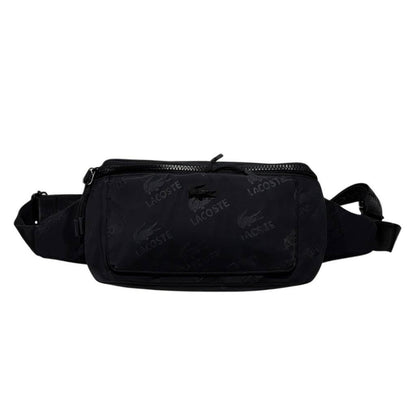 🎾 Lacoste Black Monogram Belt Bag – Sporty Urban Essential 🎒🐊