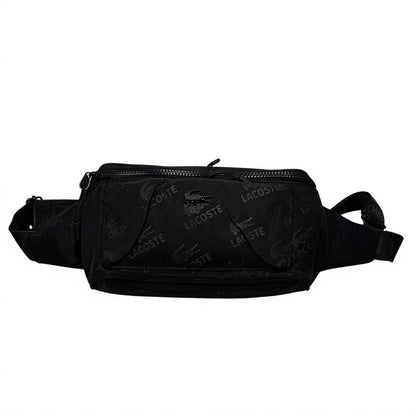 🎾 Lacoste Black Monogram Belt Bag – Sporty Urban Essential 🎒🐊
