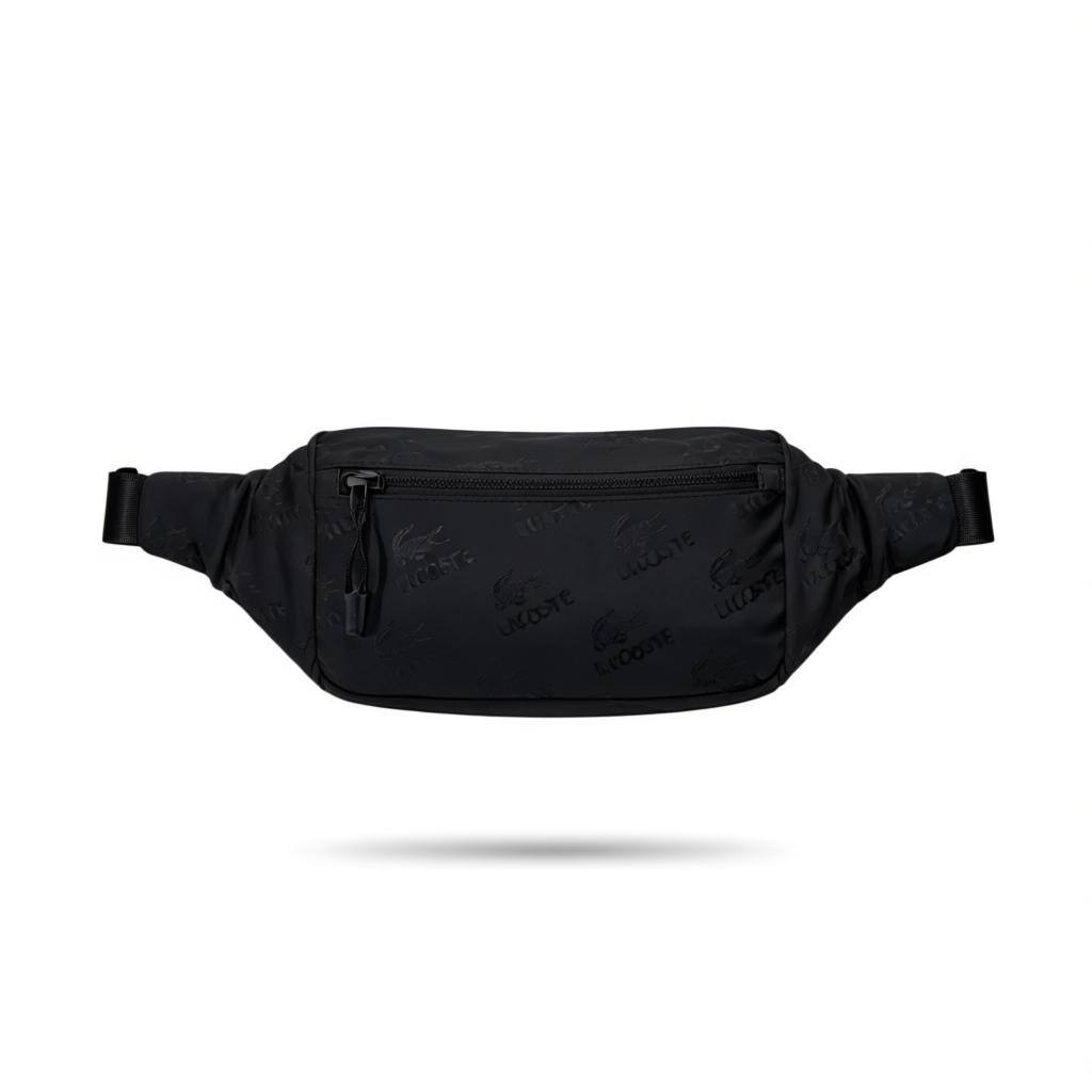 🎾 Lacoste Black Monogram Belt Bag – Sporty Urban Essential 🎒🐊