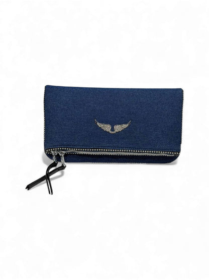 🔥 Zadig & Voltaire Denim Rock Wallet – Navy Blue Edition 🪽💙