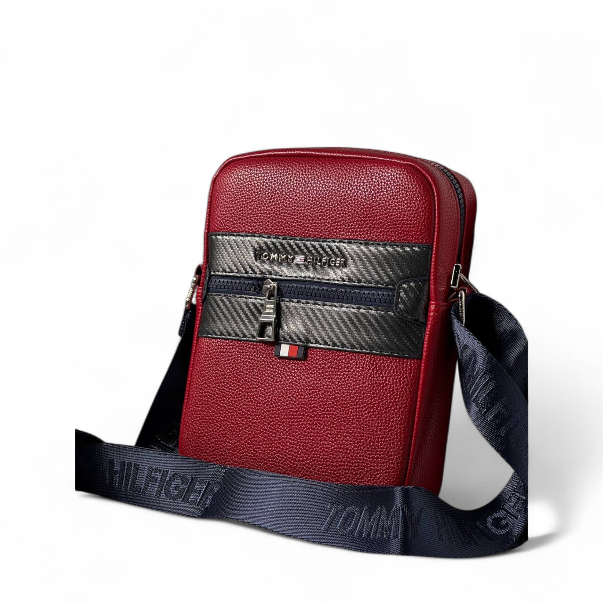Tommy Hilfiger Red Crossbody Bag 🔴 | Carbon Accent & Logo Strap