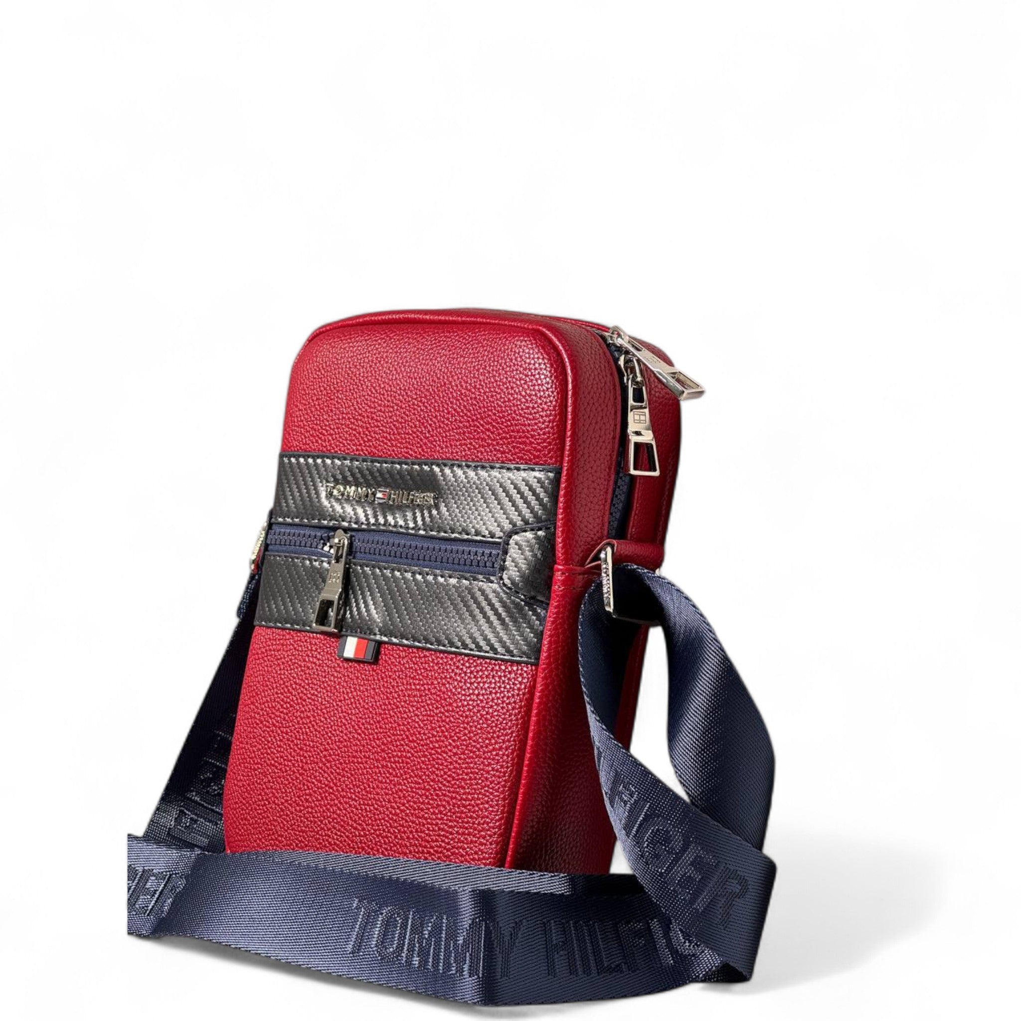 Tommy Hilfiger Red Crossbody Bag 🔴 | Carbon Accent & Logo Strap