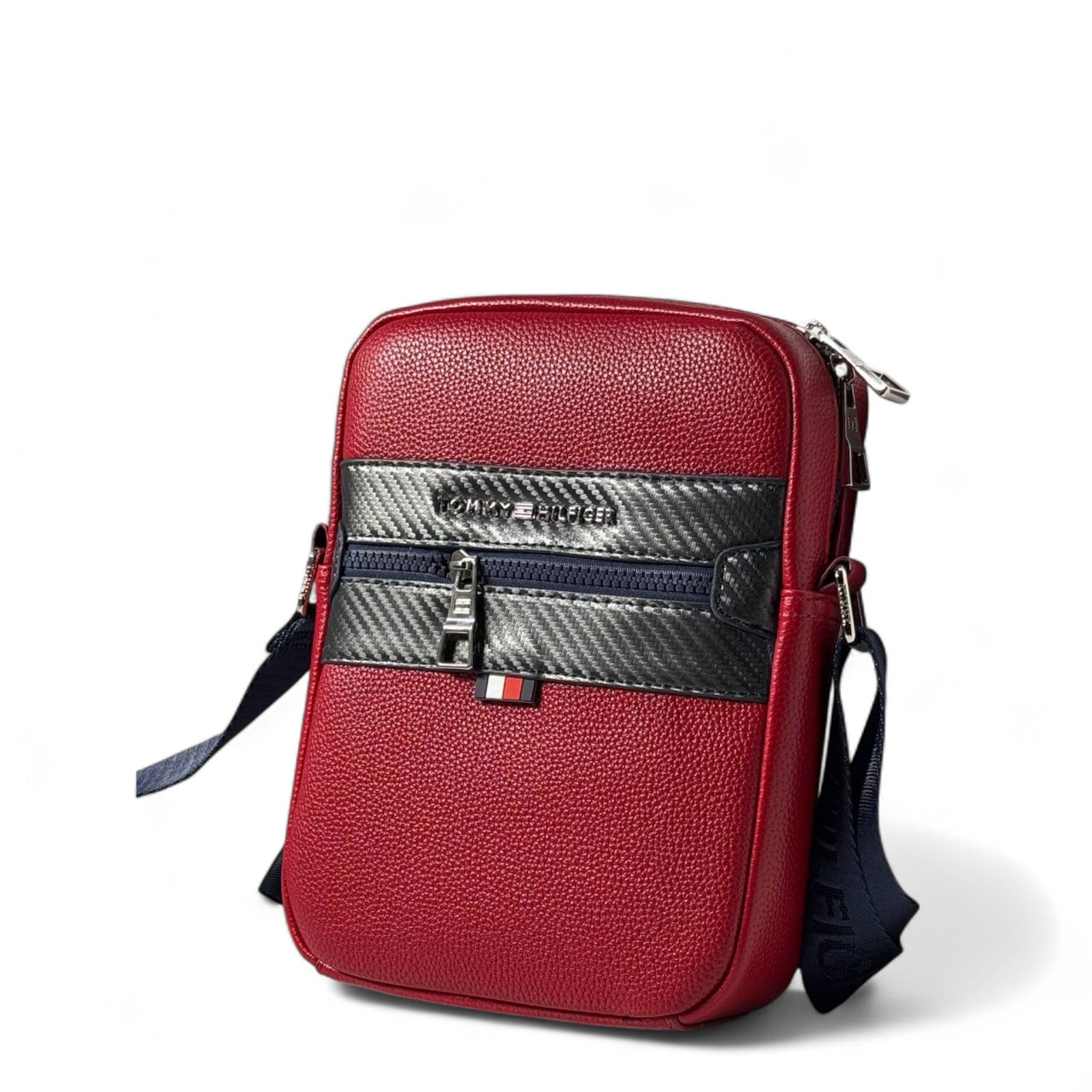 Tommy Hilfiger Red Crossbody Bag 🔴 | Carbon Accent & Logo Strap