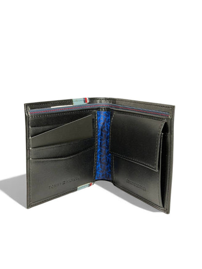 Tommy Hilfiger Black & Blue Stripe Bifold Wallet – Premium Leather 🇺🇸🖤💙