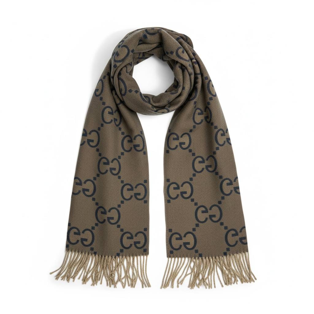 Gucci GG Double-Face Wool Scarf – Grey & Beige Reversible Luxury