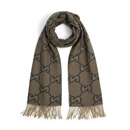 Gucci GG Double-Face Wool Scarf – Grey & Beige Reversible Luxury