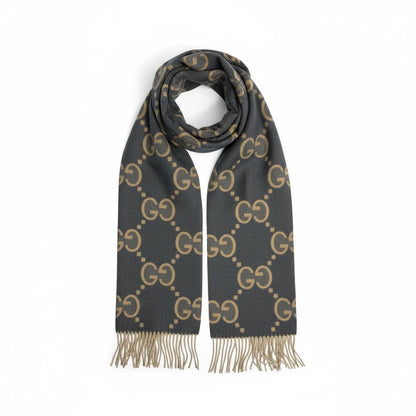 Gucci GG Double-Face Wool Scarf – Grey & Beige Reversible Luxury