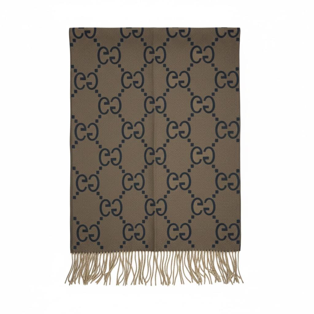 Gucci GG Double-Face Wool Scarf – Grey & Beige Reversible Luxury