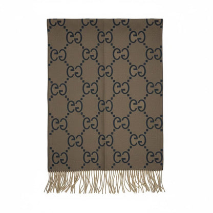 Gucci GG Double-Face Wool Scarf – Grey & Beige Reversible Luxury