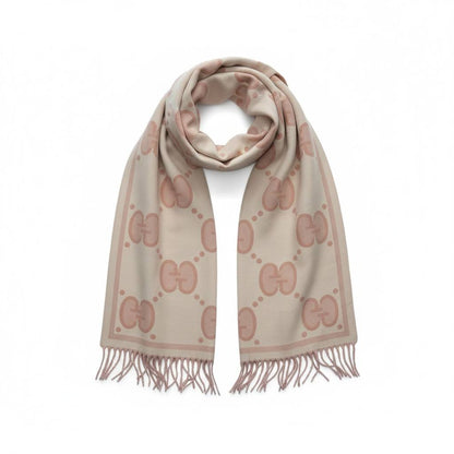 🧣 Gucci Reversible GG Monogram Scarf – Pink & Cream Edition
