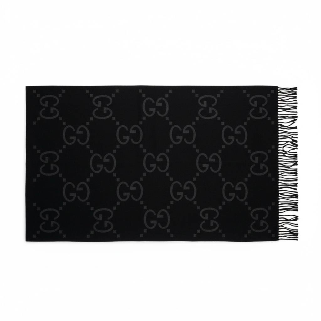 ✨ Gucci GG Monogram Black Scarf – Luxury Winter Essential 🖤🧣✨