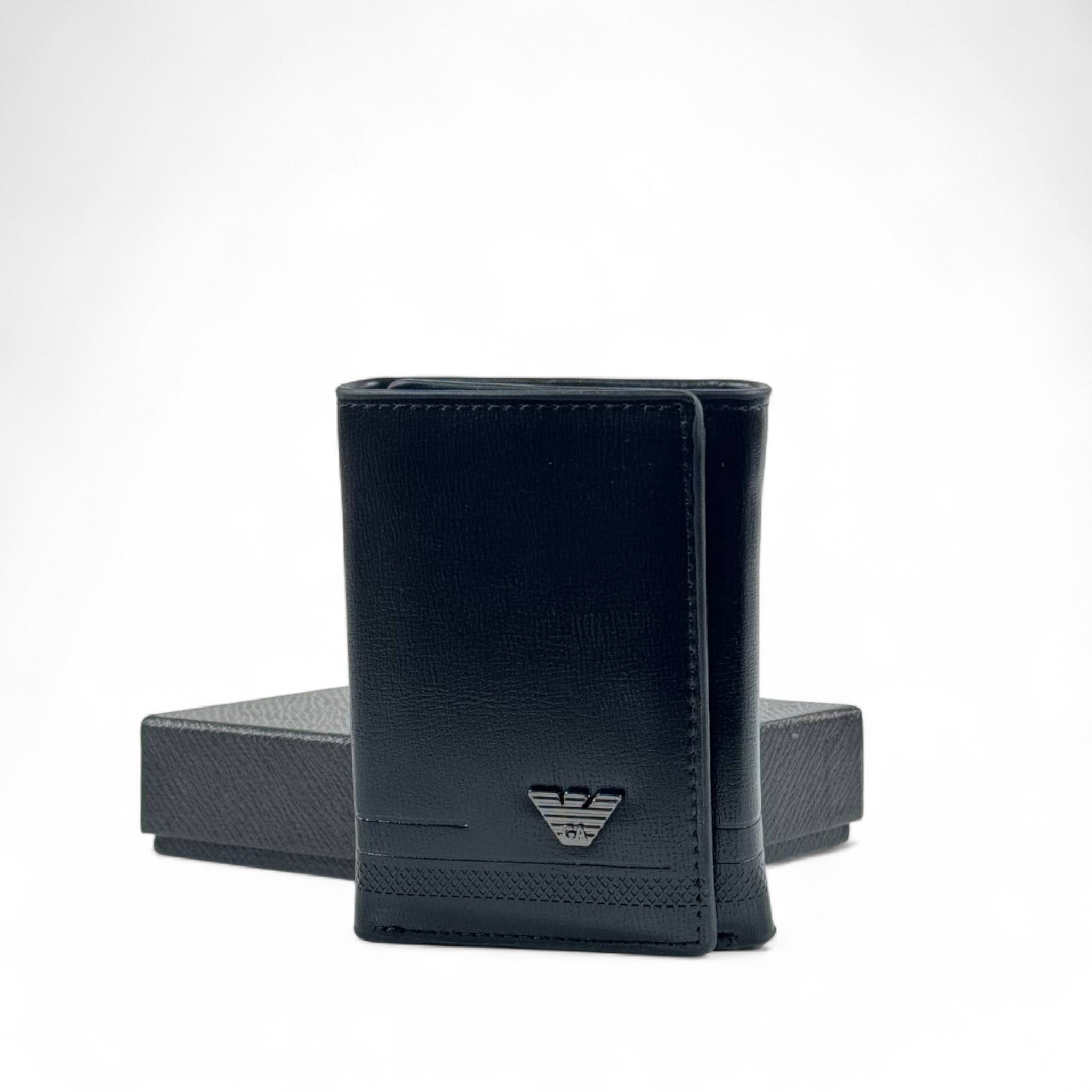 🖤 Emporio Armani Black Leather Wallet – Iconic Eagle Logo