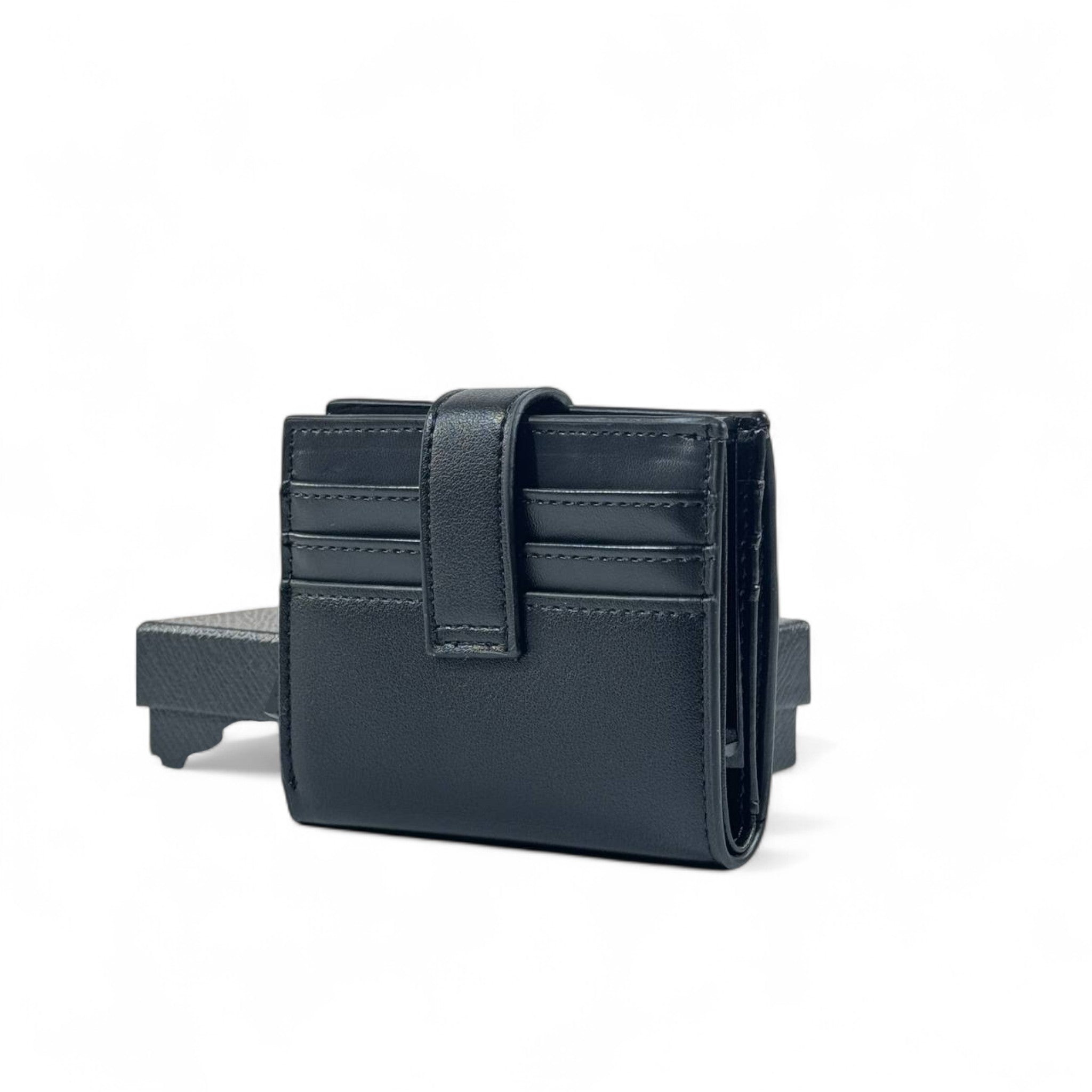 🖤 Montblanc Black Leather Wallet – Strap Closure with Emblem