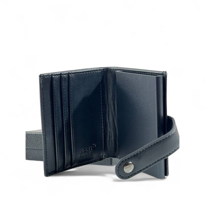 🖤 Montblanc Black Leather Wallet – Strap Closure with Emblem