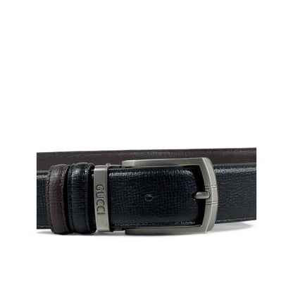 🖤 Gucci Black Leather Belt – Classic Silver Buckle | 125 cm