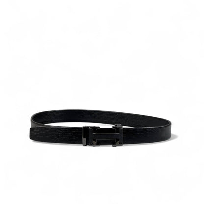 Hermès Black Croc-Embossed Leather Belt with H Buckle | 120 cm