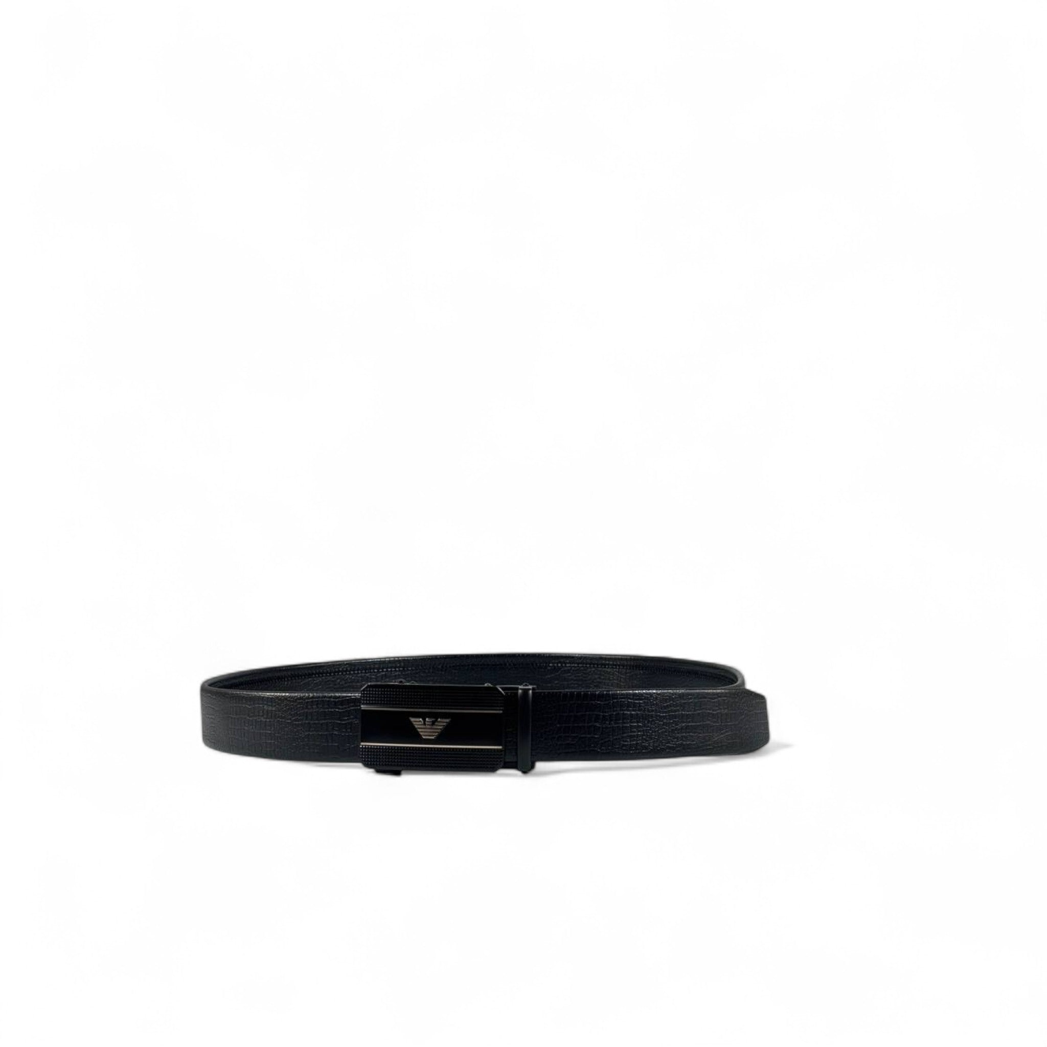 Armani Black Leather Belt with Eagle Logo Buckle | 120 cm