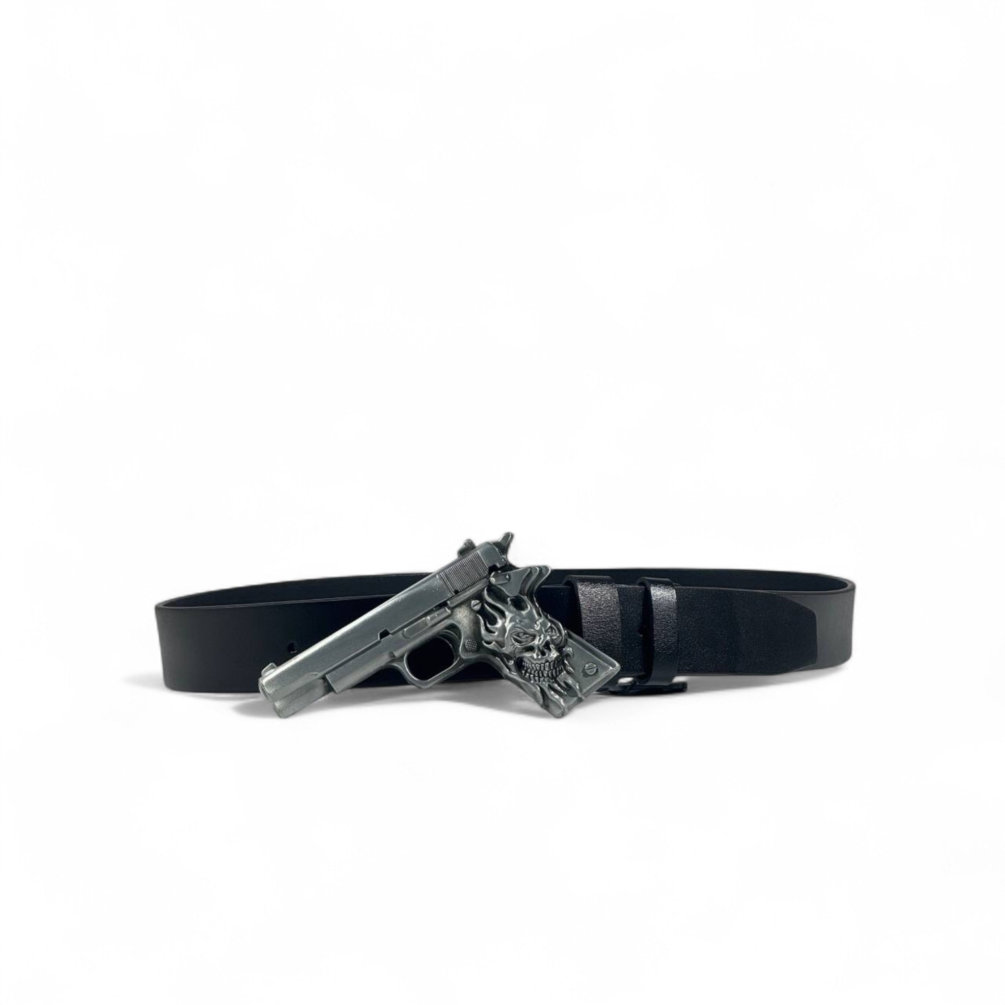 Gun Buckle Statement Leather Belt | 120 cm