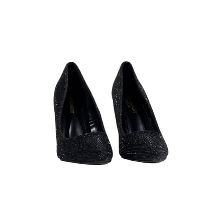 ✨ Saint Laurent YSL Opyum Pumps – Black Crystal with Logo Heel 👠💎