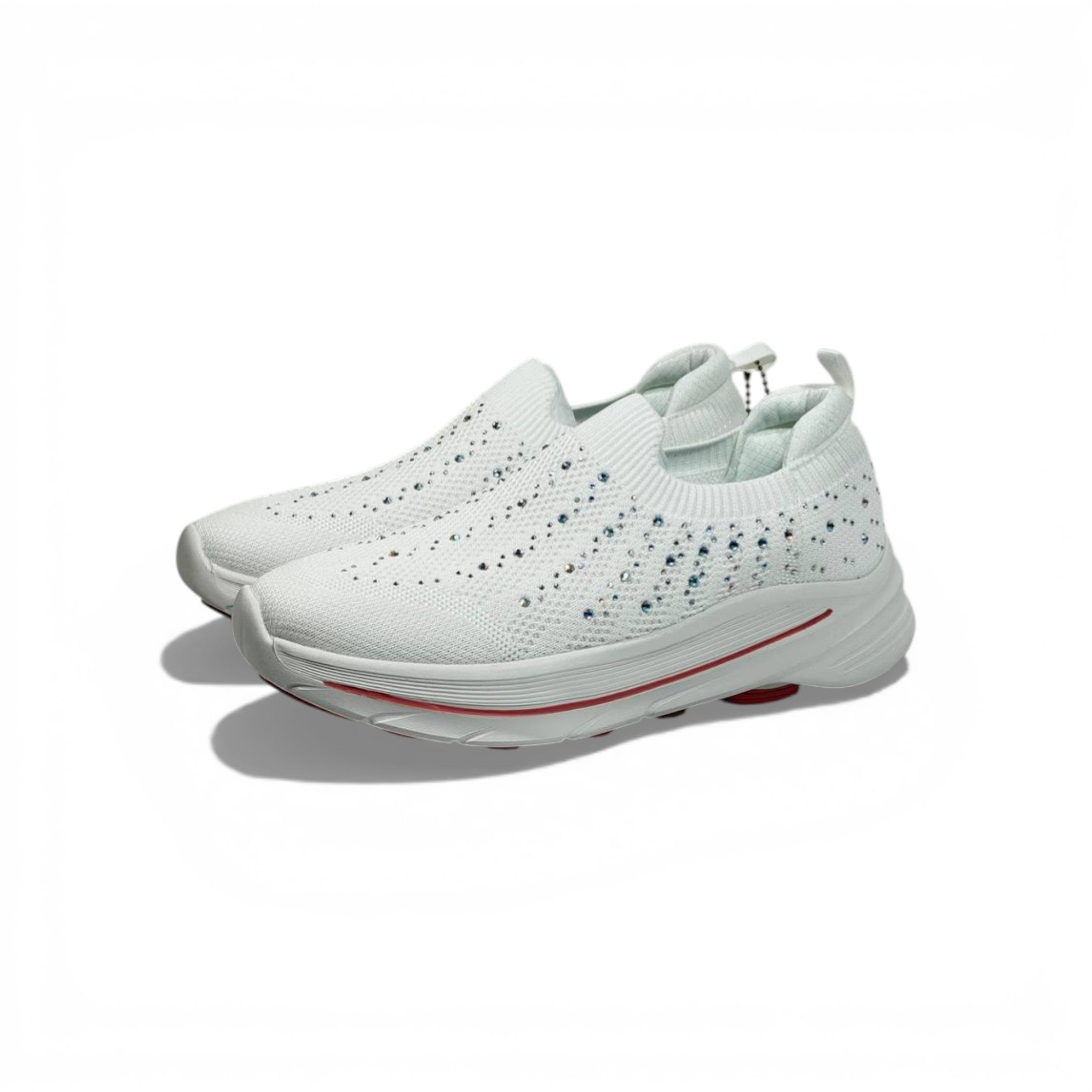 Skechers Crystal Knit Slip-On Sneakers – White Comfort Walking Shoes ✨👟 | Lightweight Breathable Trainers