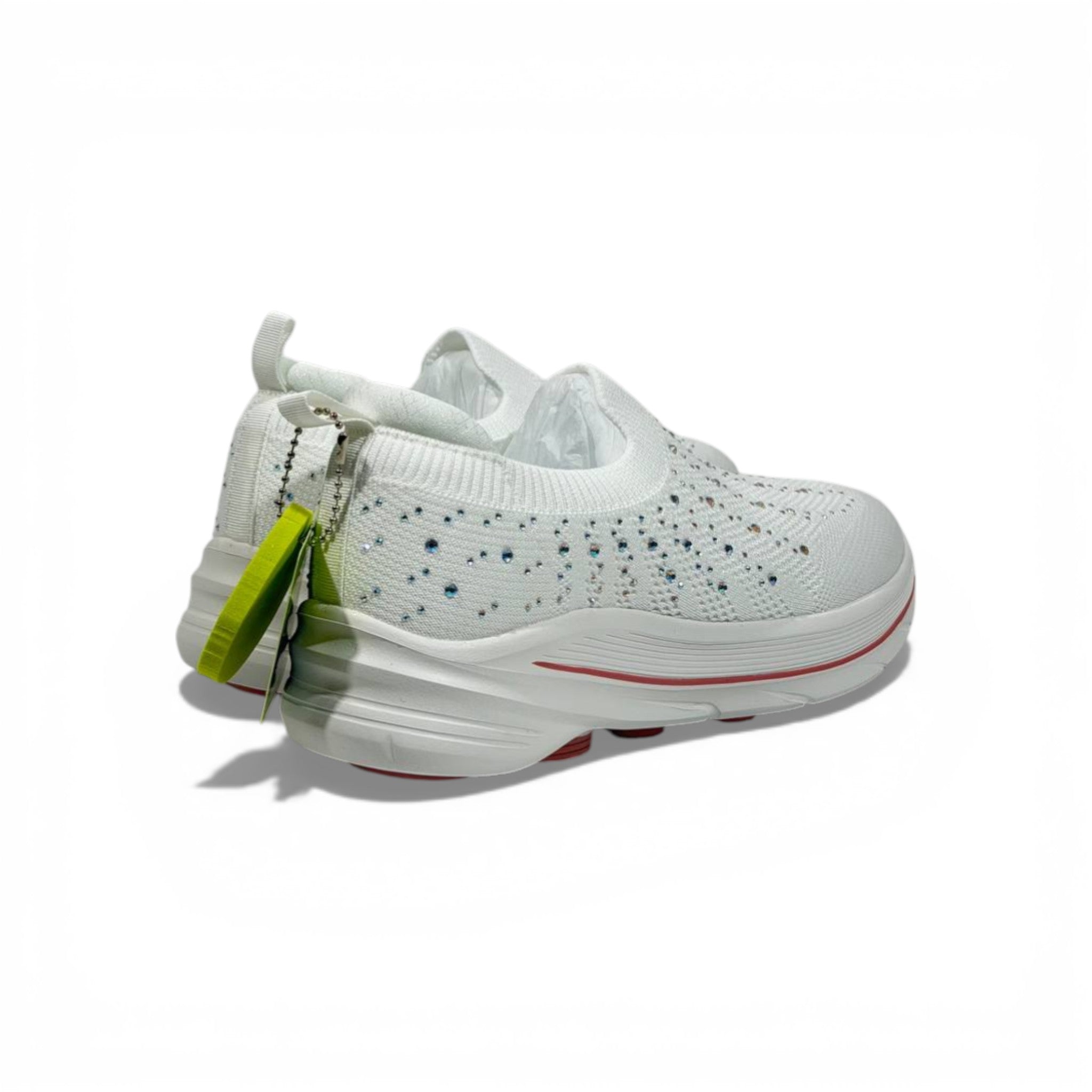Skechers Crystal Knit Slip-On Sneakers – White Comfort Walking Shoes ✨👟 | Lightweight Breathable Trainers