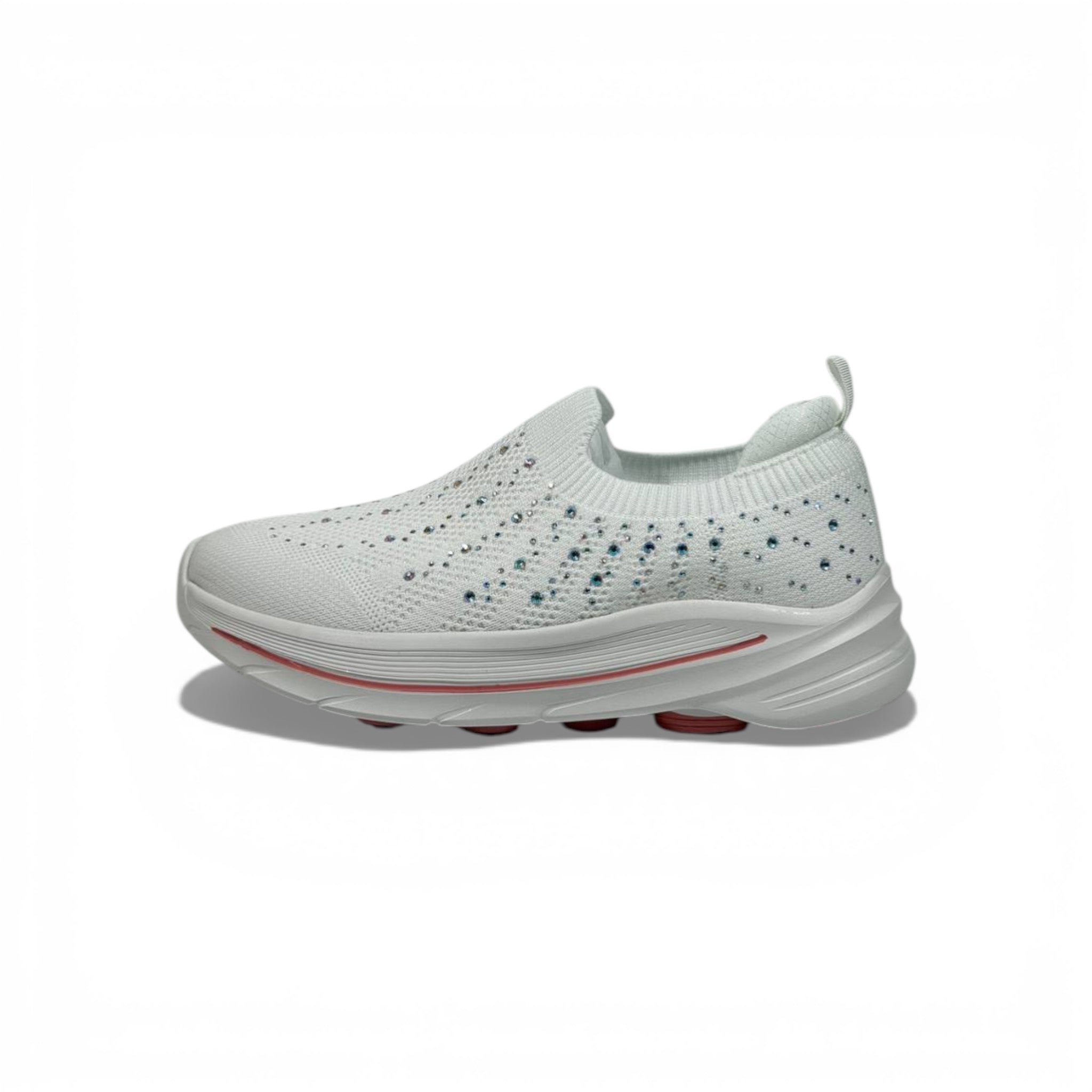 Skechers Crystal Knit Slip-On Sneakers – White Comfort Walking Shoes ✨👟 | Lightweight Breathable Trainers