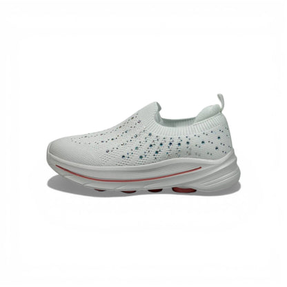Skechers Crystal Knit Slip-On Sneakers – White Comfort Walking Shoes ✨👟 | Lightweight Breathable Trainers