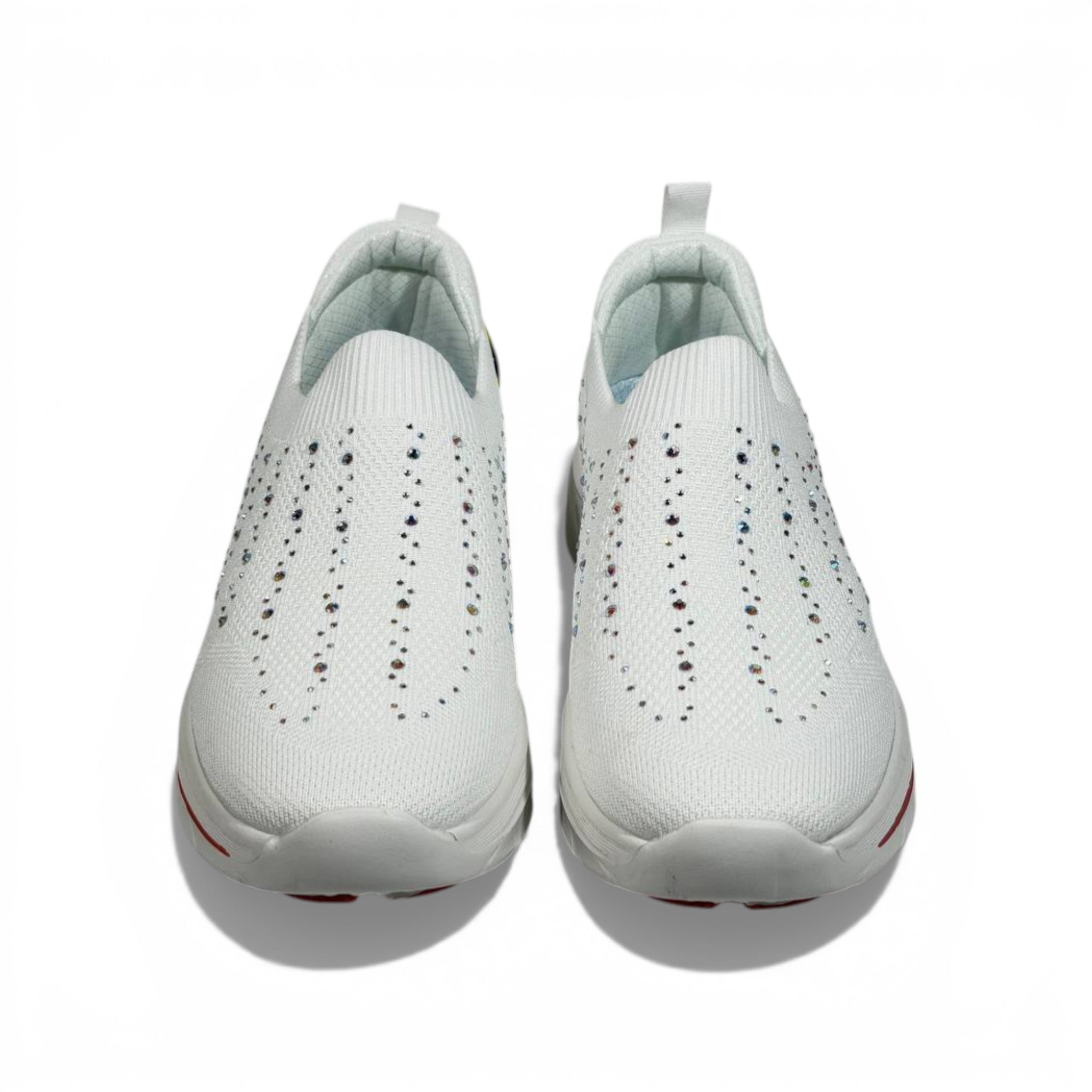 Skechers Crystal Knit Slip-On Sneakers – White Comfort Walking Shoes ✨👟 | Lightweight Breathable Trainers
