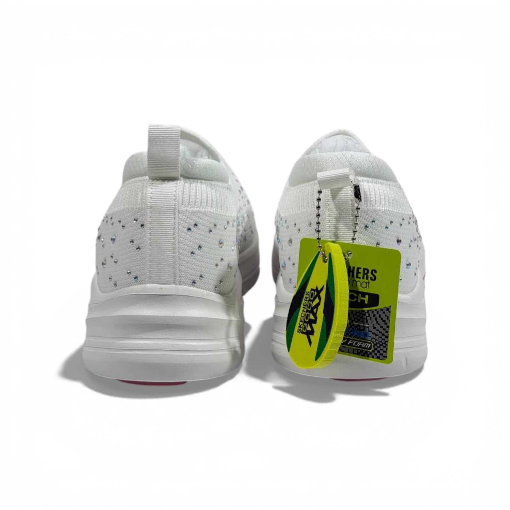Skechers Crystal Knit Slip-On Sneakers – White Comfort Walking Shoes ✨👟 | Lightweight Breathable Trainers