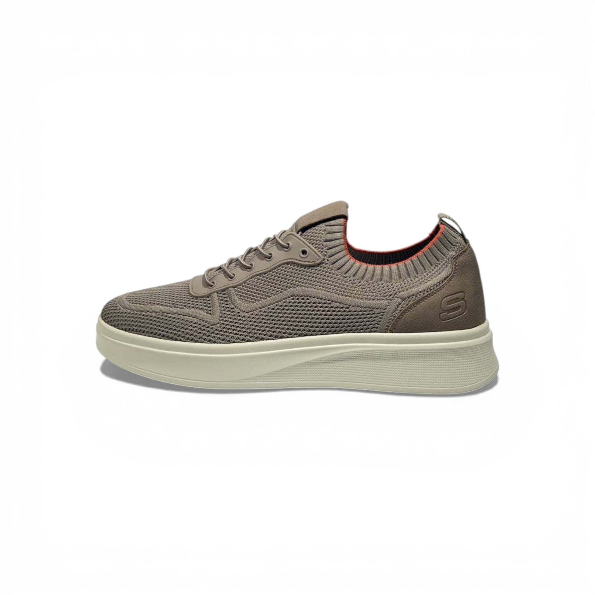 Skechers Knit Comfort Sneakers – Taupe Lightweight Walking Shoes 👟✨ | Breathable Casual Trainers