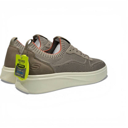 Skechers Knit Comfort Sneakers – Taupe Lightweight Walking Shoes 👟✨ | Breathable Casual Trainers
