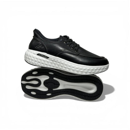 Skechers Ultra Light Leather Sneakers – Black Classic Comfort Shoes 🖤👞 | Lightweight Casual Walking Shoes