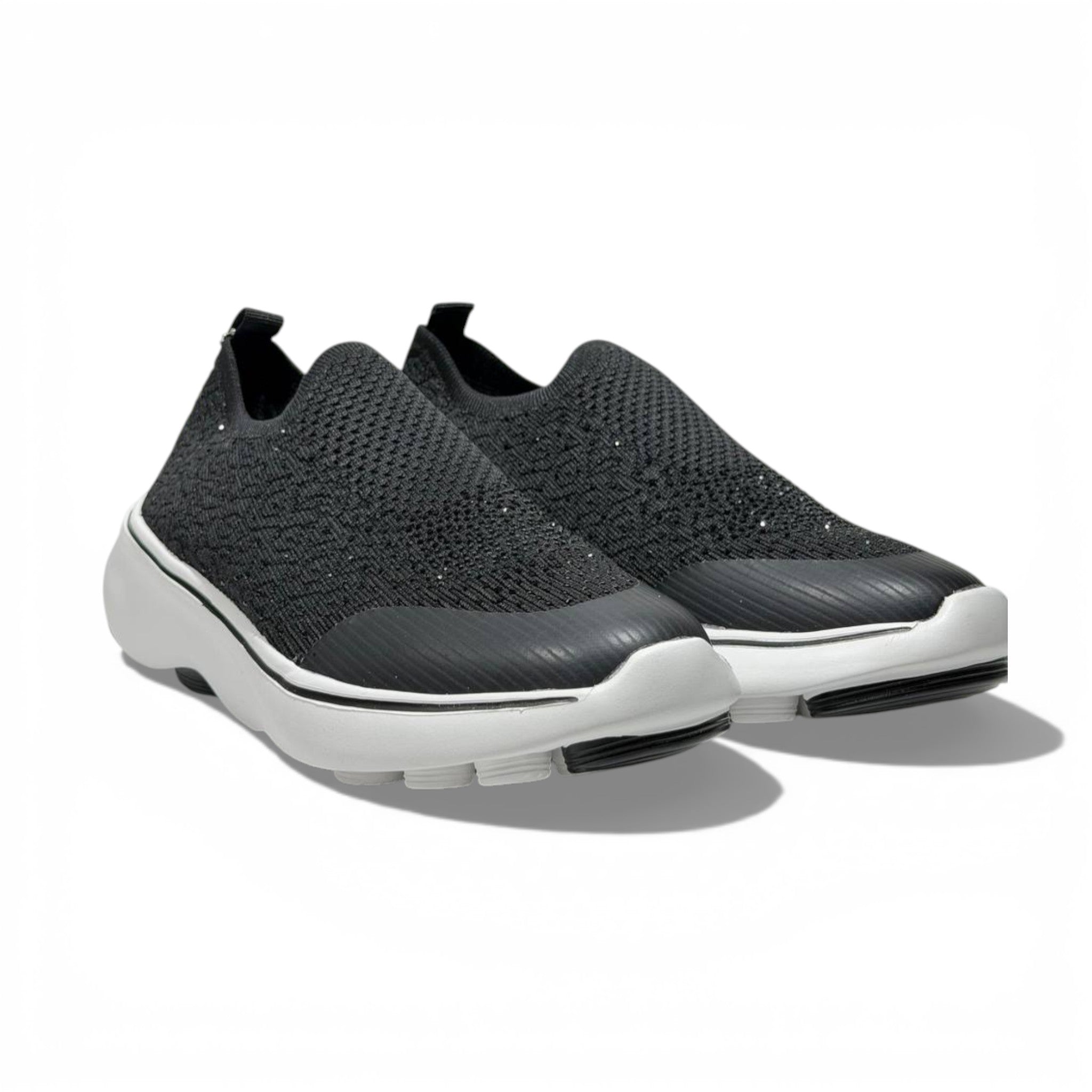 Skechers Slip-On Knit Sneakers – Black Lightweight Comfort Walking Shoes 👟🖤 | Breathable Casual Trainers