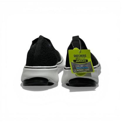 Skechers Slip-On Knit Sneakers – Black Lightweight Comfort Walking Shoes 👟🖤 | Breathable Casual Trainers