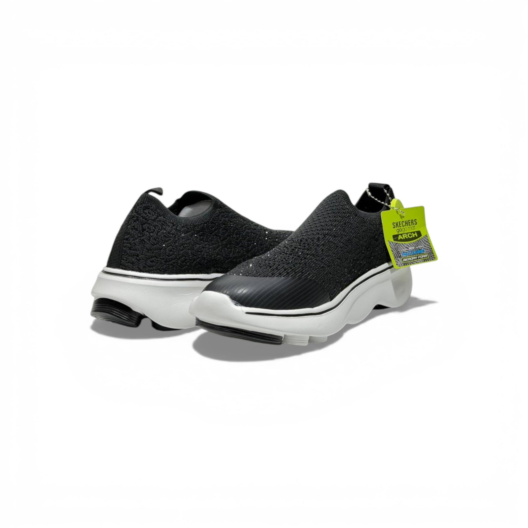 Skechers Slip-On Knit Sneakers – Black Lightweight Comfort Walking Shoes 👟🖤 | Breathable Casual Trainers