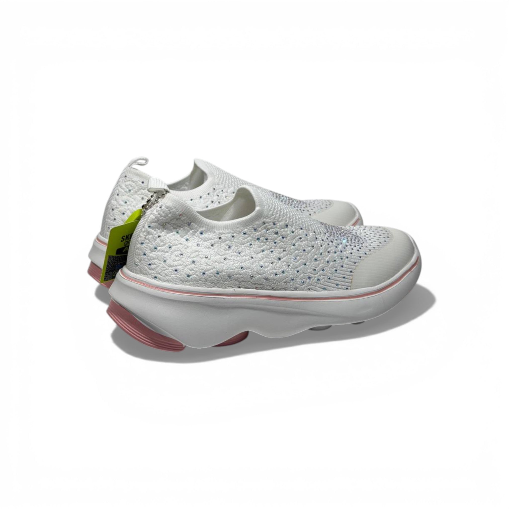 Skechers Crystal Slip-On Sneakers – White Sparkle Comfort Shoes ✨👟 | Lightweight Breathable Walking Trainers