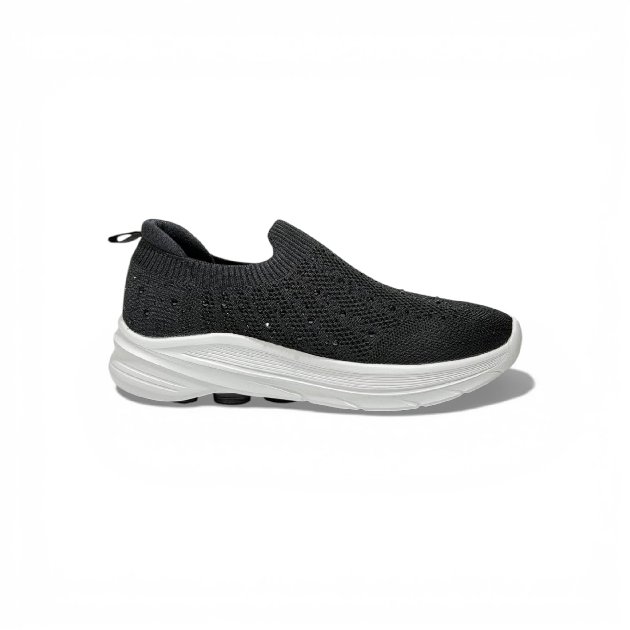 Skechers Crystal Slip-On Sneakers – Black Sparkle Comfort Shoes ✨🖤 | Lightweight Breathable Walking Trainers