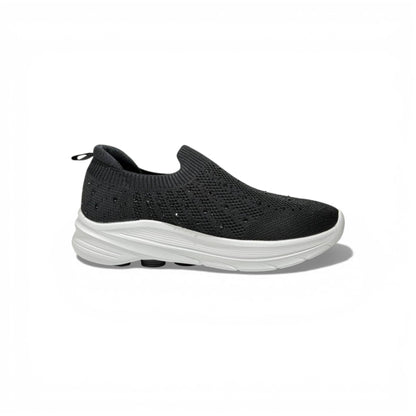 Skechers Crystal Slip-On Sneakers – Black Sparkle Comfort Shoes ✨🖤 | Lightweight Breathable Walking Trainers