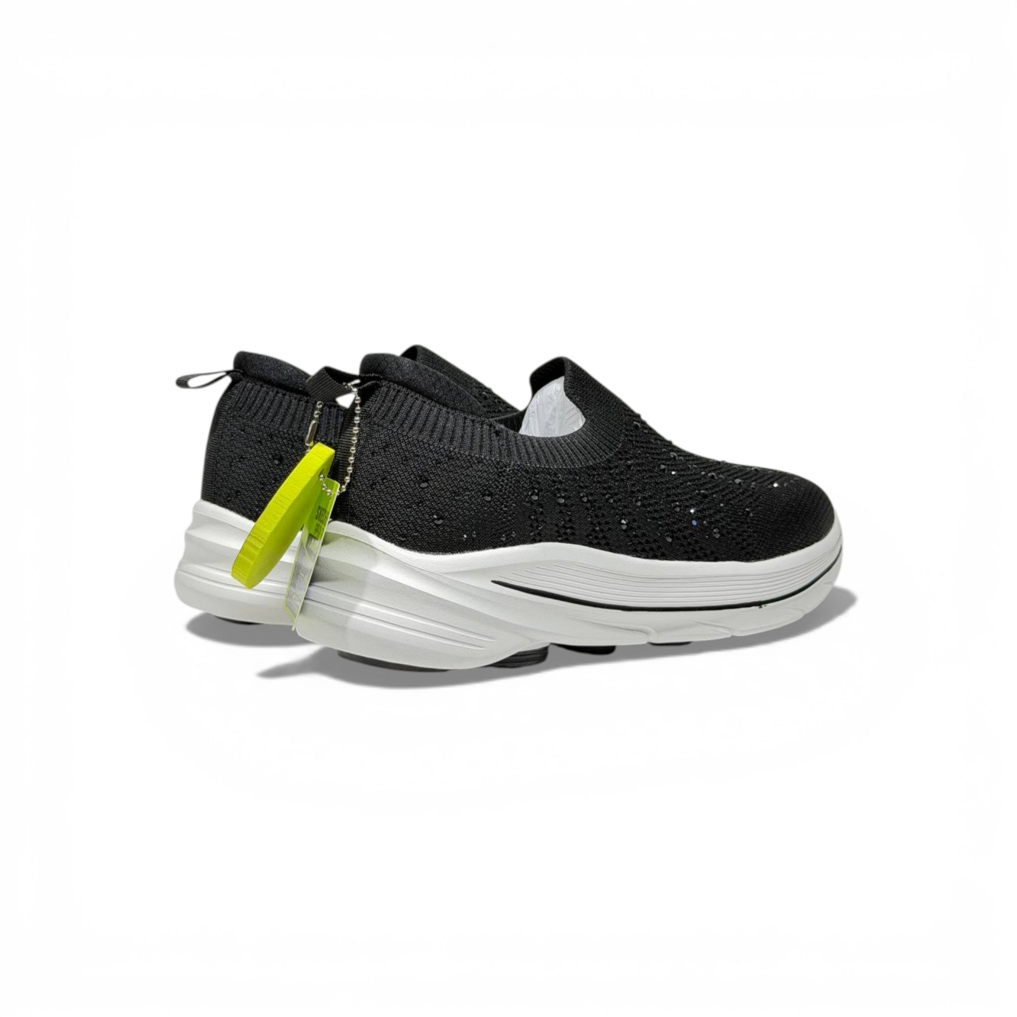 Skechers Crystal Slip-On Sneakers – Black Sparkle Comfort Shoes ✨🖤 | Lightweight Breathable Walking Trainers