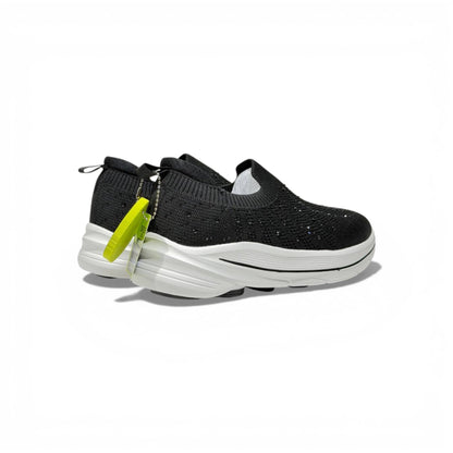 Skechers Crystal Slip-On Sneakers – Black Sparkle Comfort Shoes ✨🖤 | Lightweight Breathable Walking Trainers