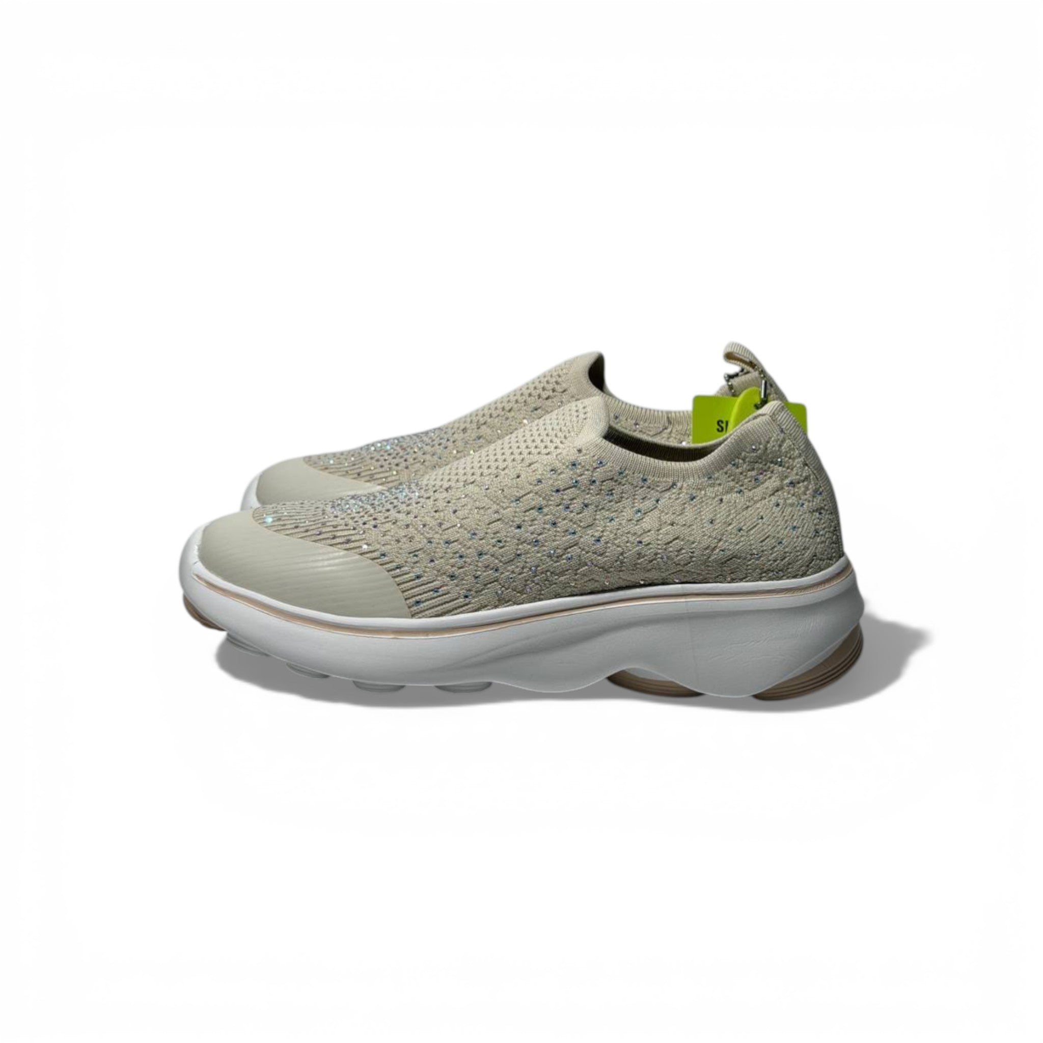 Skechers Crystal Slip-On Sneakers – Beige Sparkle Comfort Shoes ✨👟 | Lightweight Breathable Walking Trainers