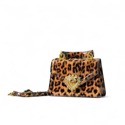 Dolce & Gabbana Devotion Leopard Print Mini Bag – Gold Sacred Heart Statement 🐆💛