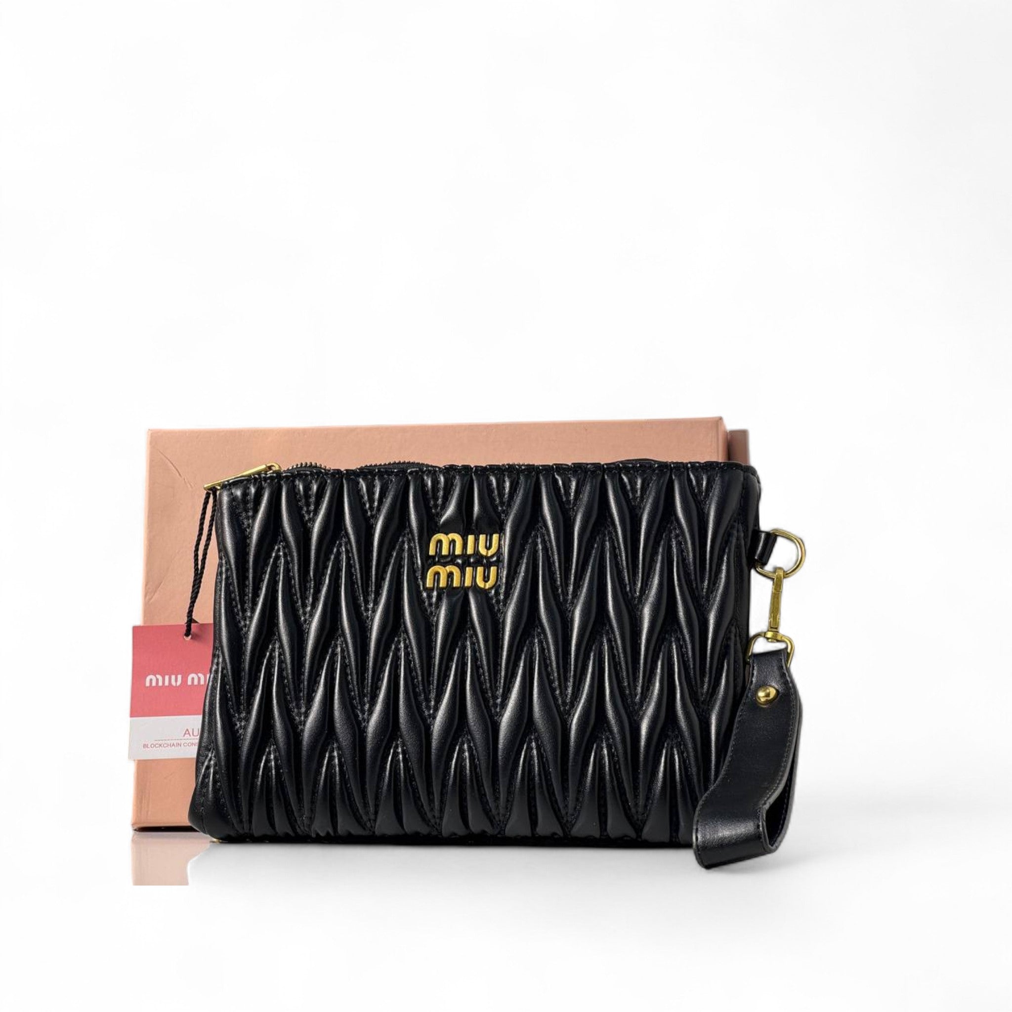 Miu Miu Black Quilted Clutch Bag – Bold Elegance 🖤✨