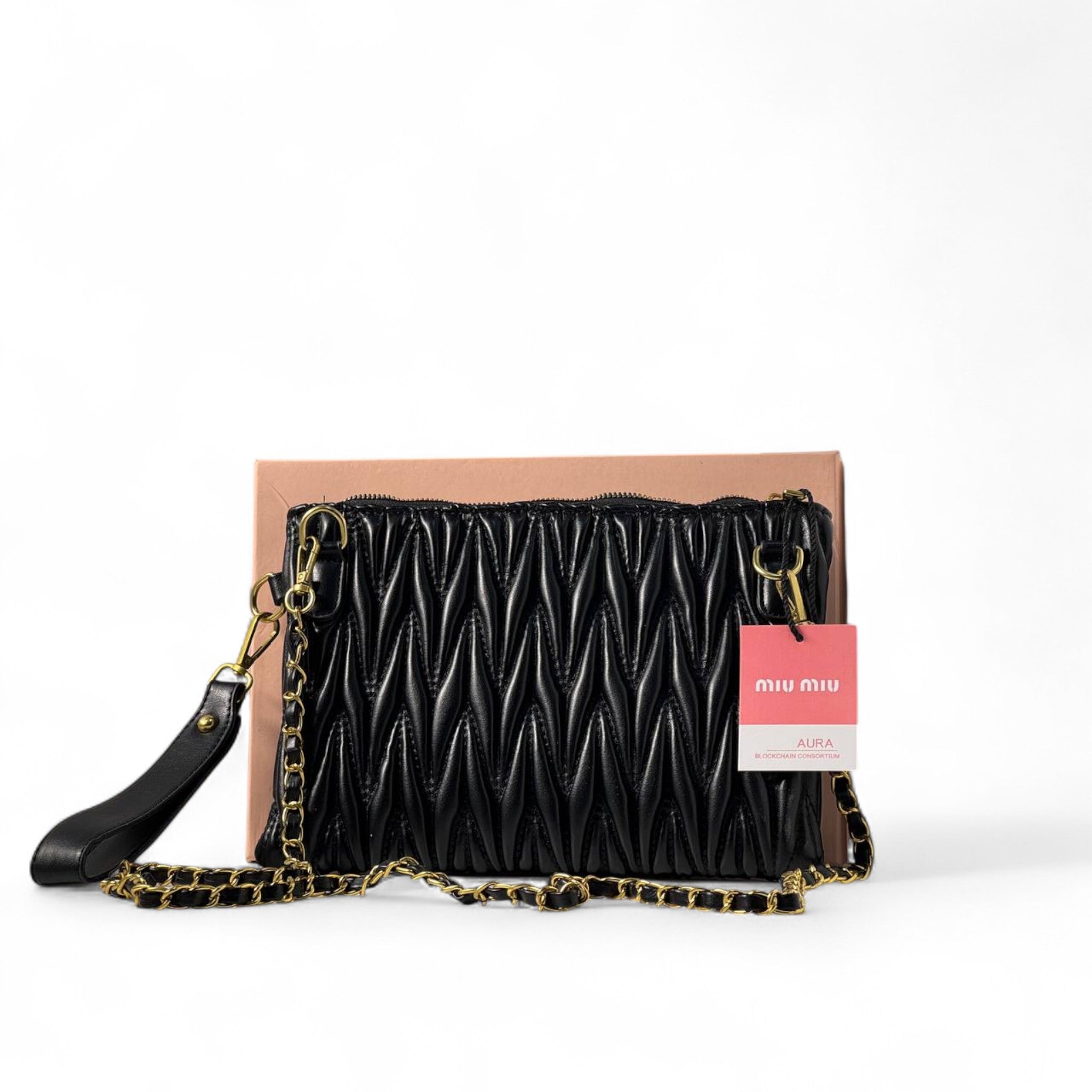 Miu Miu Black Quilted Clutch Bag – Bold Elegance 🖤✨